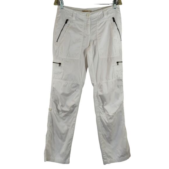 F Michael Kors Women's White Y2K Zippered Roll Up Tab Cargo Utility Pants Size 2 - Picture 1 of 13